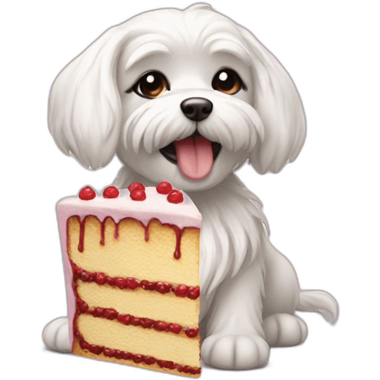 maltese eating a cake emoji