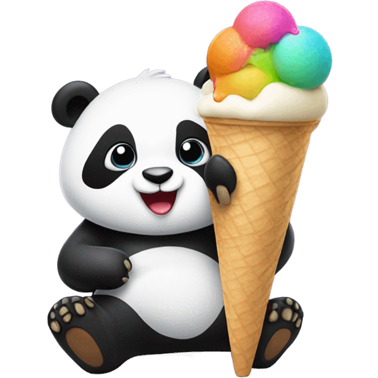 Panda eating ice cream emoji