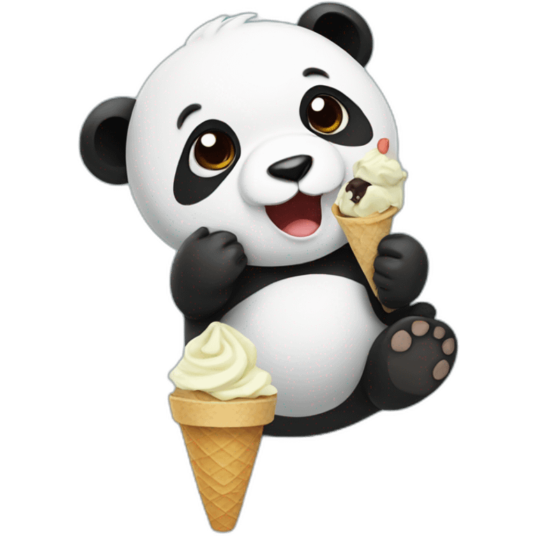 Panda eating ice cream emoji