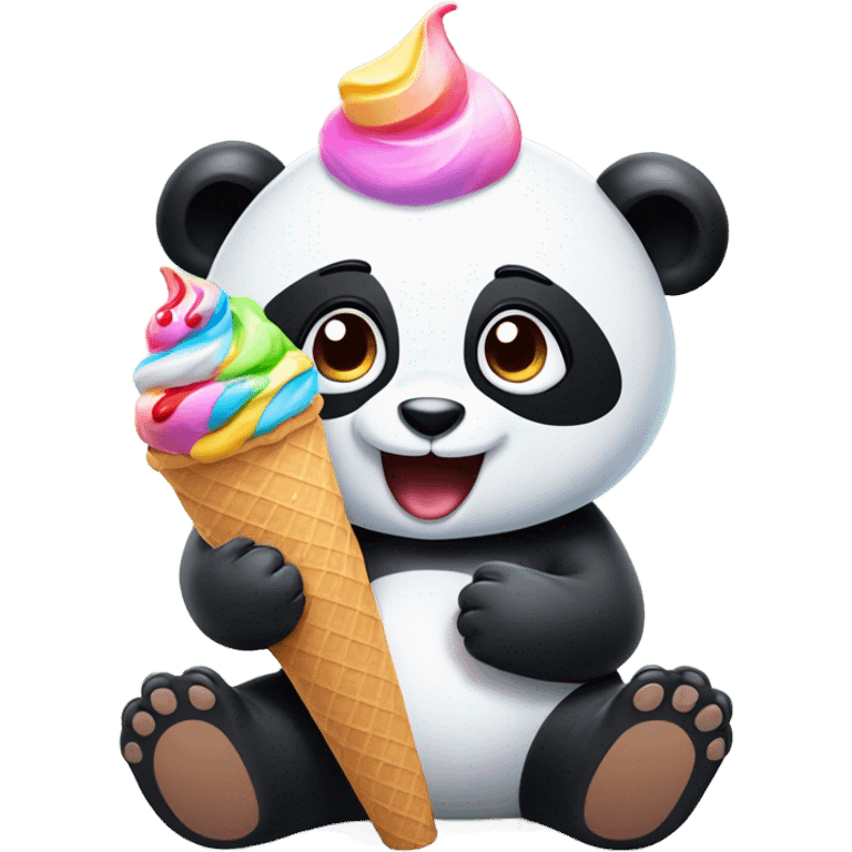 Panda eating ice cream emoji