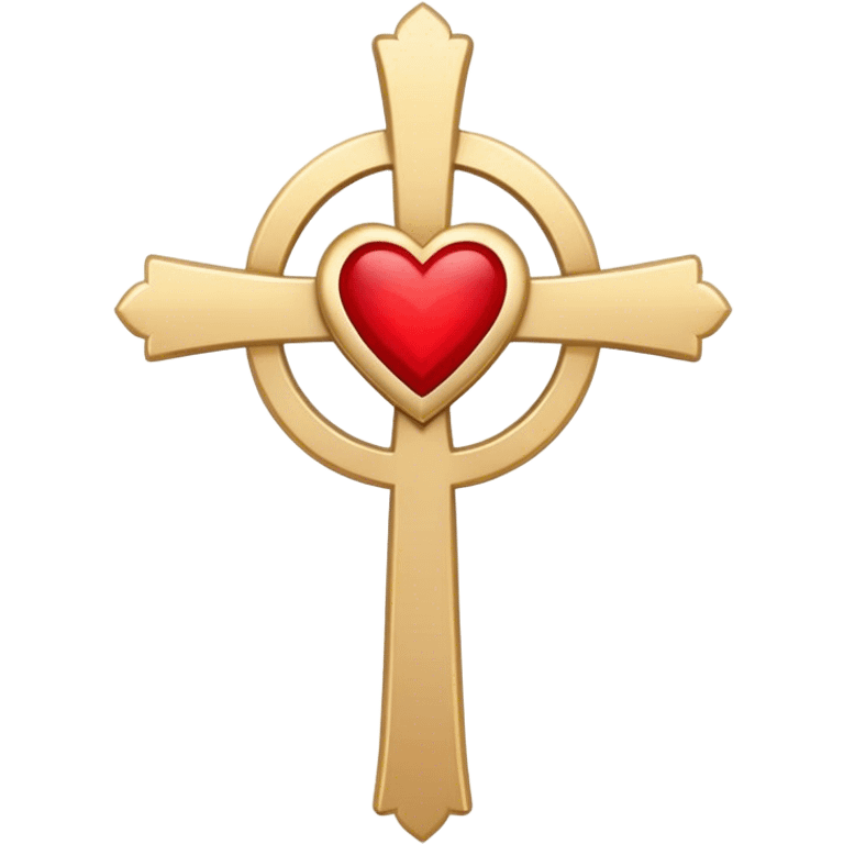 TWO red  hearts around a simple gold cross  emoji