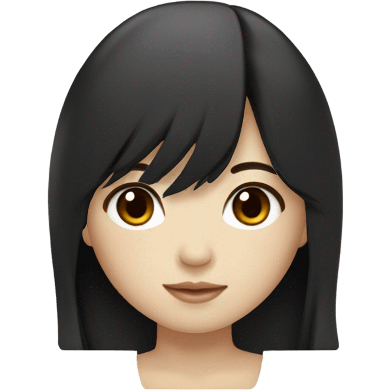 Beautiful girl,Black hair,long hair,Bang hair,Beige eyes,Korean emoji