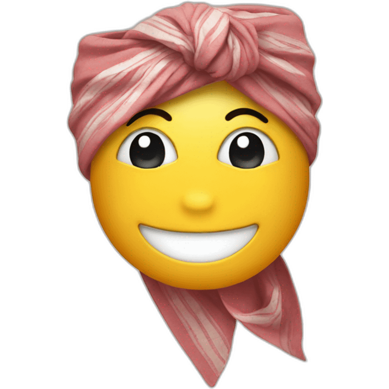 A smiling face emoji with a bandana on emoji