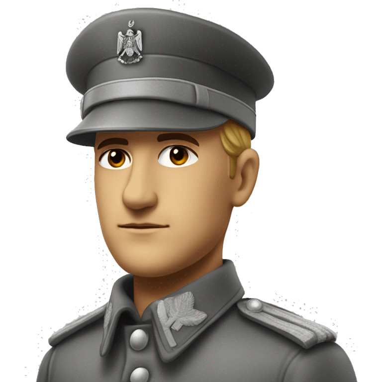 serious german soldier the middle of the XX century photorealistic gray uniform emoji