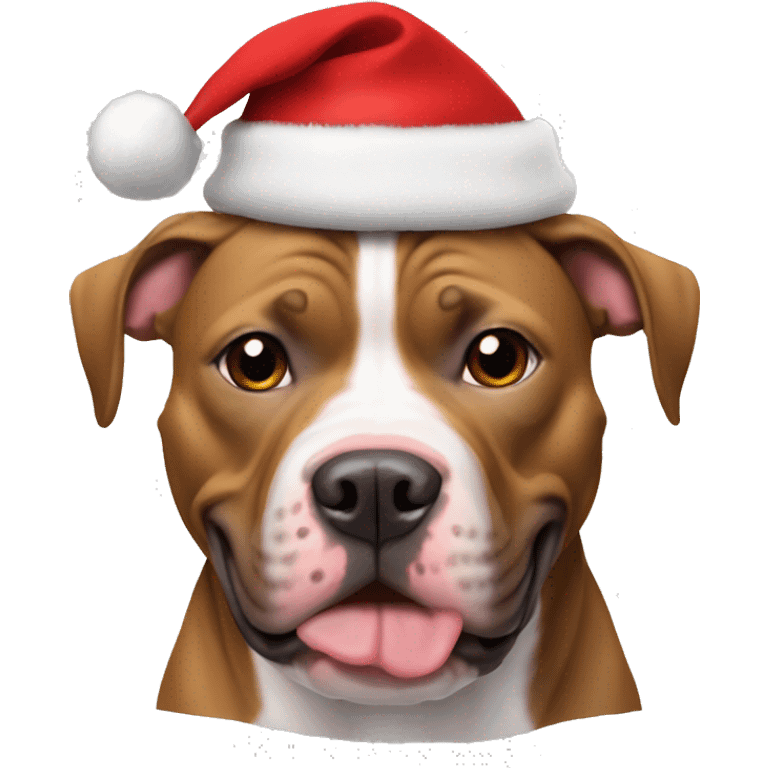 Pitbull with a Santa hat emoji