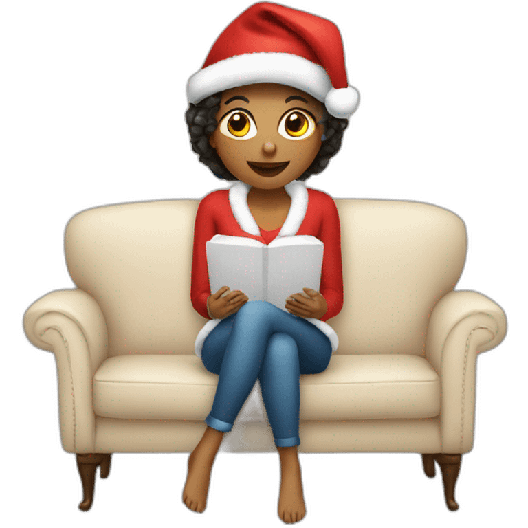 christmas girl on the couch emoji