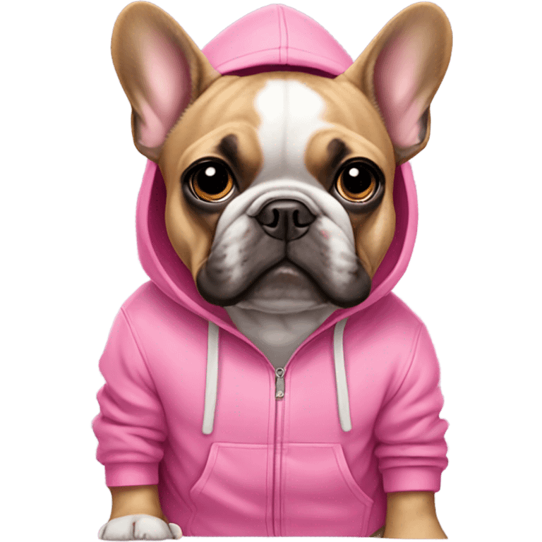 France bull dog with a pink hoody  emoji