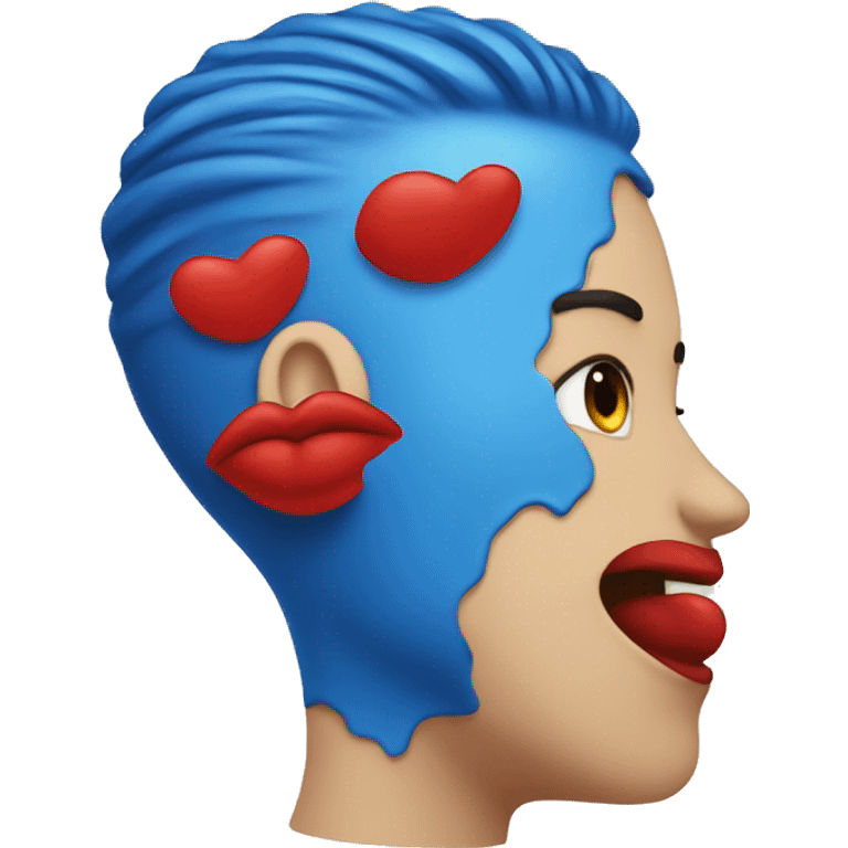 Red kissing Blue emoji