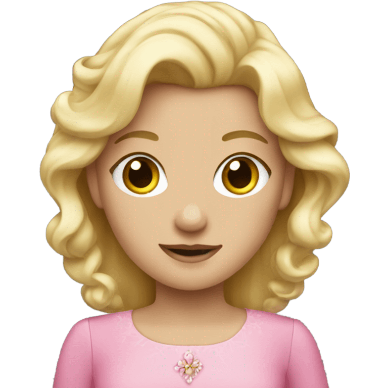 Blonde princess wearing pink emoji