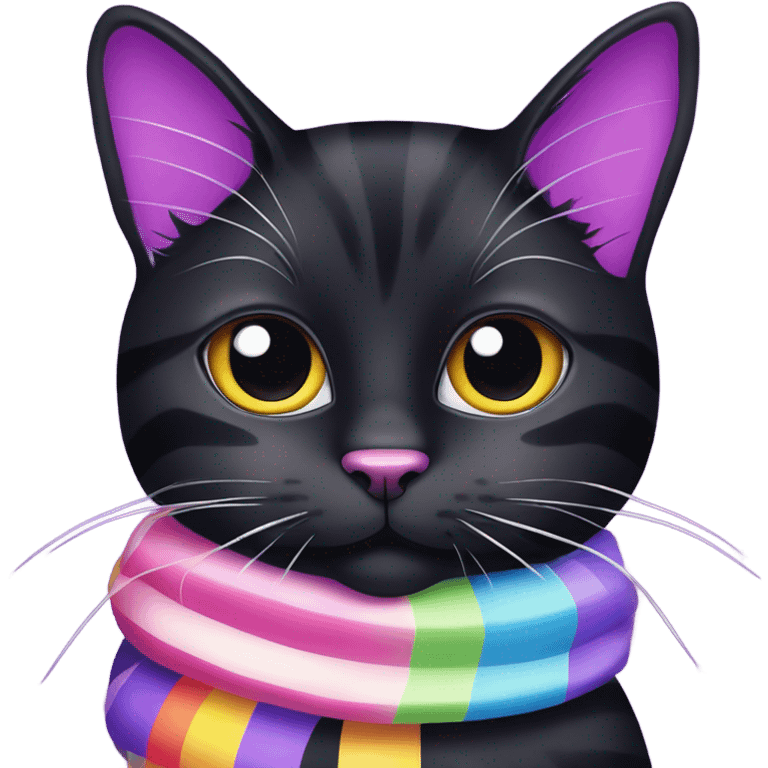 Lisa Frank black cat with purple stripes ￼ emoji