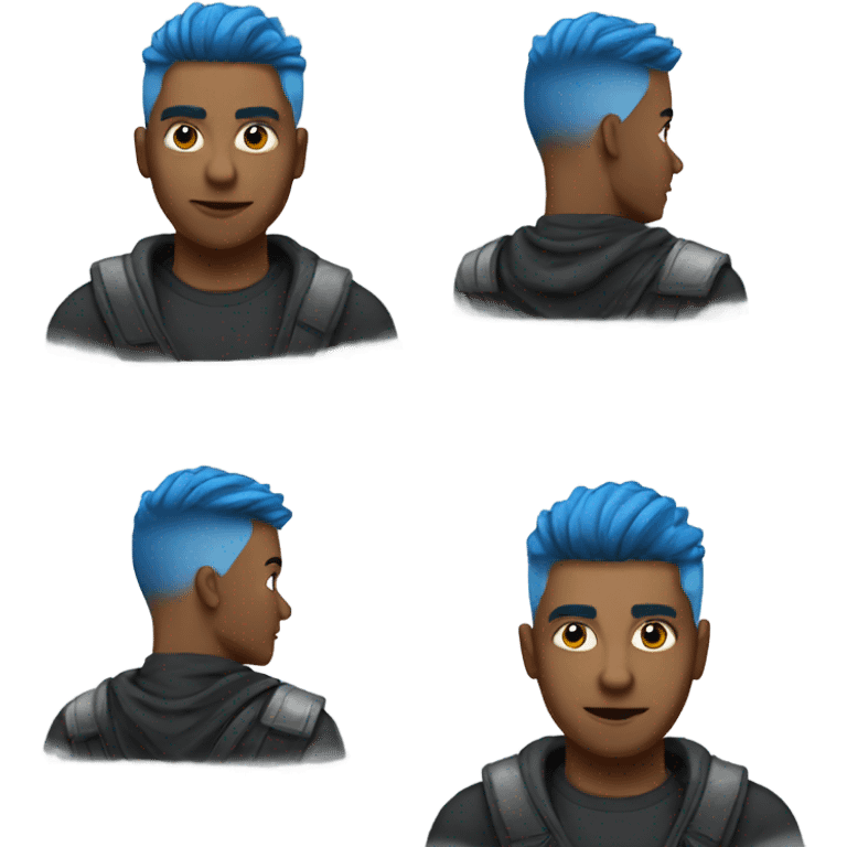 Blue hair low taper fade ninja emoji