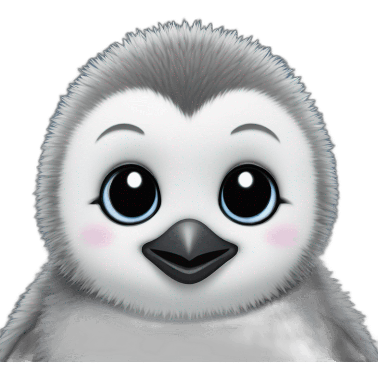 Fuzzy gray baby penguin emoji