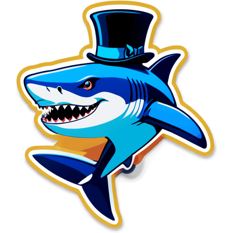 Shark with a top hat emoji