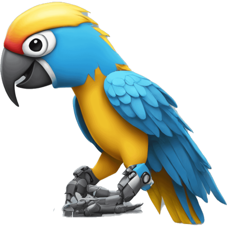 Macaw robot writing in a macbook emoji