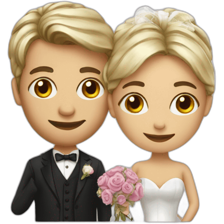 Couple wedding covered with silk emoji