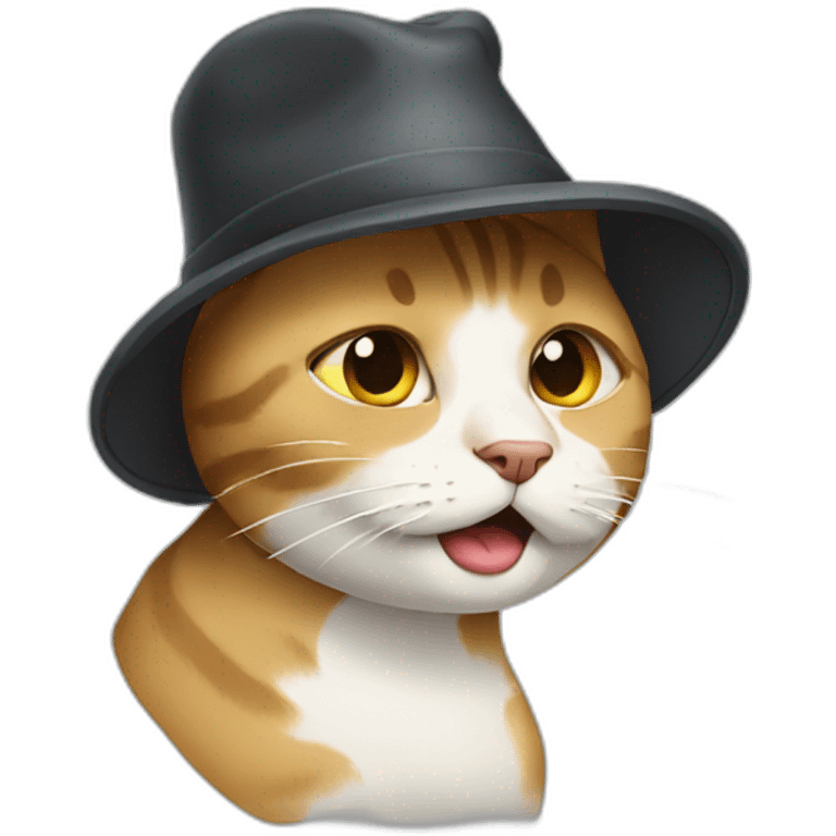 Crying cat with a hat emoji