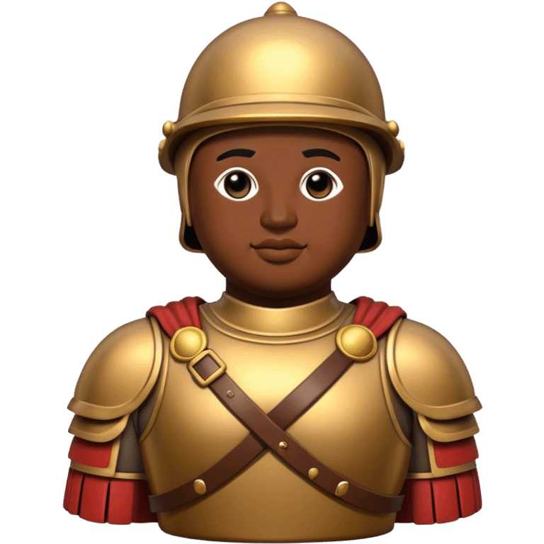 Botero Bronze Roman Soldier Landmark Emoji – Showcasing a stylized, rounded bronze Roman soldier sculpture. emoji