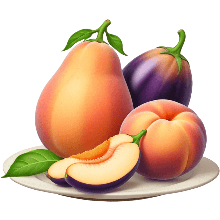 Peaches and eggplants emoji