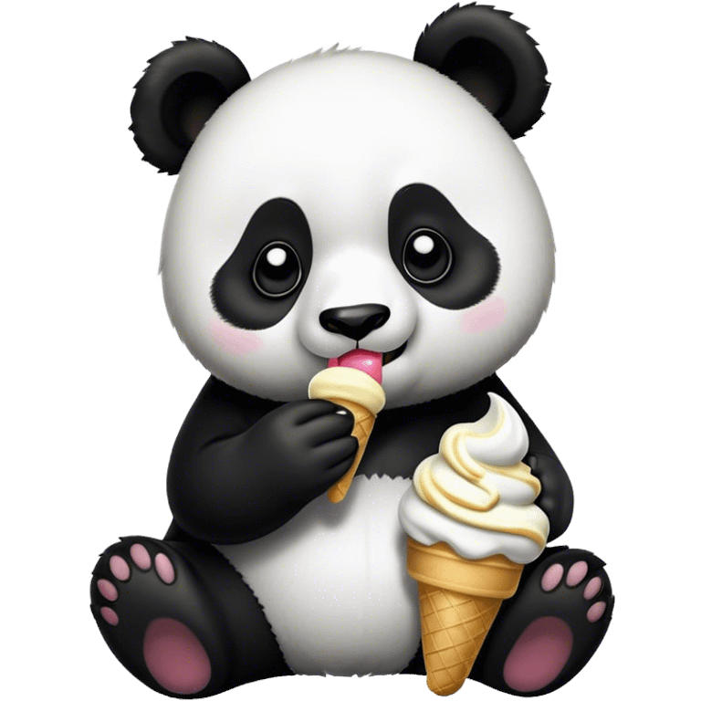 Panda eating ice cream emoji