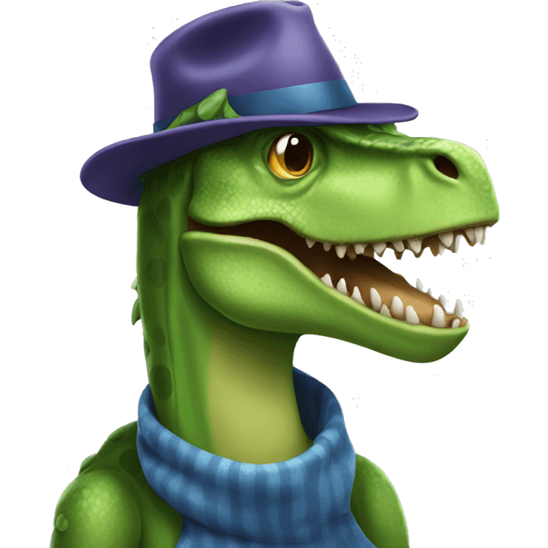 Dinosaur with a hat emoji