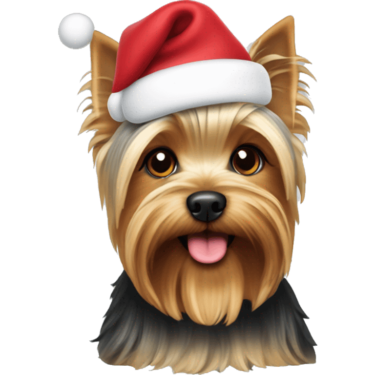 Yorkshire Terrier with Santa hat emoji