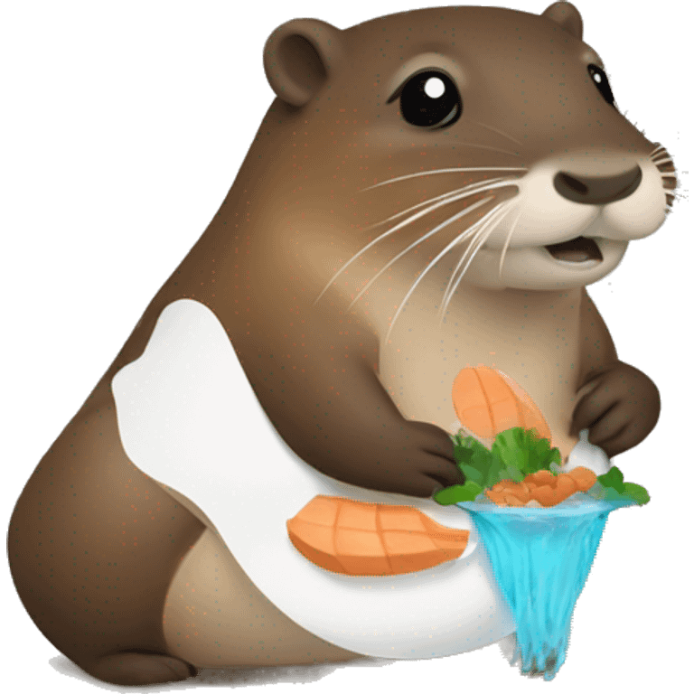 Nutria con pescado emoji