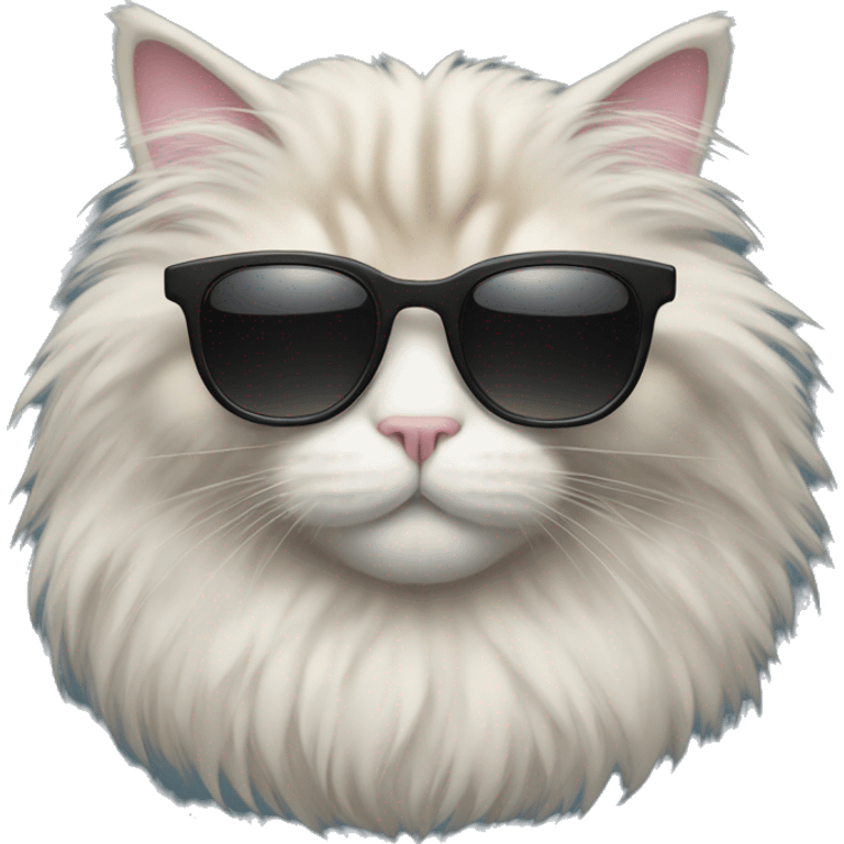 Fluffy Cat with sunglasses emoji