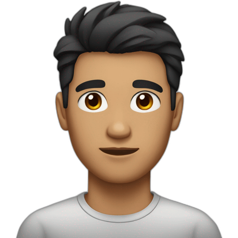 Tan skin with black hair and thick eyebrows young adult male emoji