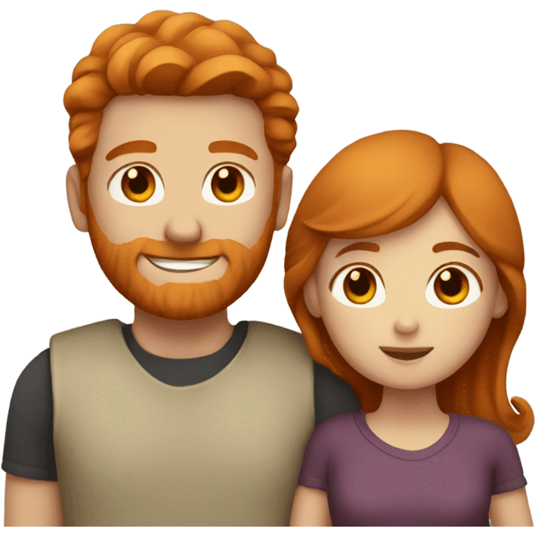 A man with ginger hair cuddling with a girl who has brown hair emoji