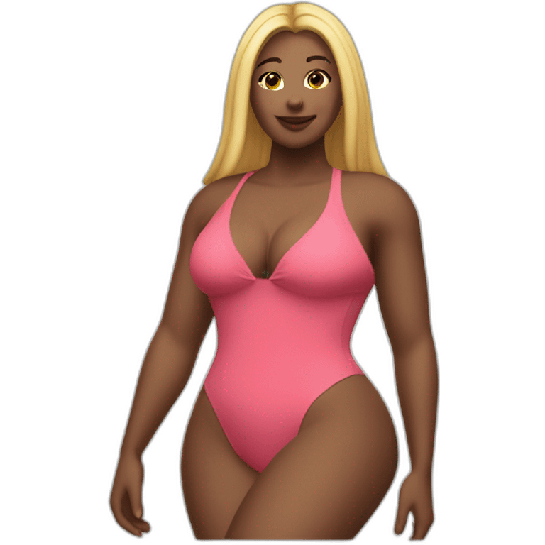 Slim-Thicc woman swimsuit posing full body (curvy slim body type, perfect body, hourglass figure) emoji