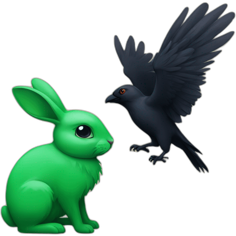 green rabbit and raven emoji