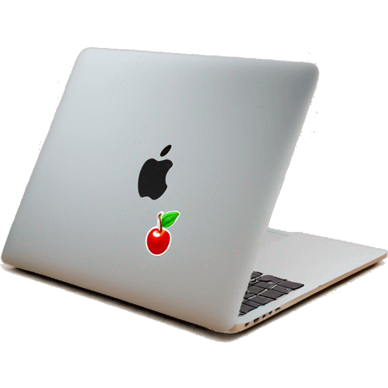 macbook covered with cherry sticker emoji