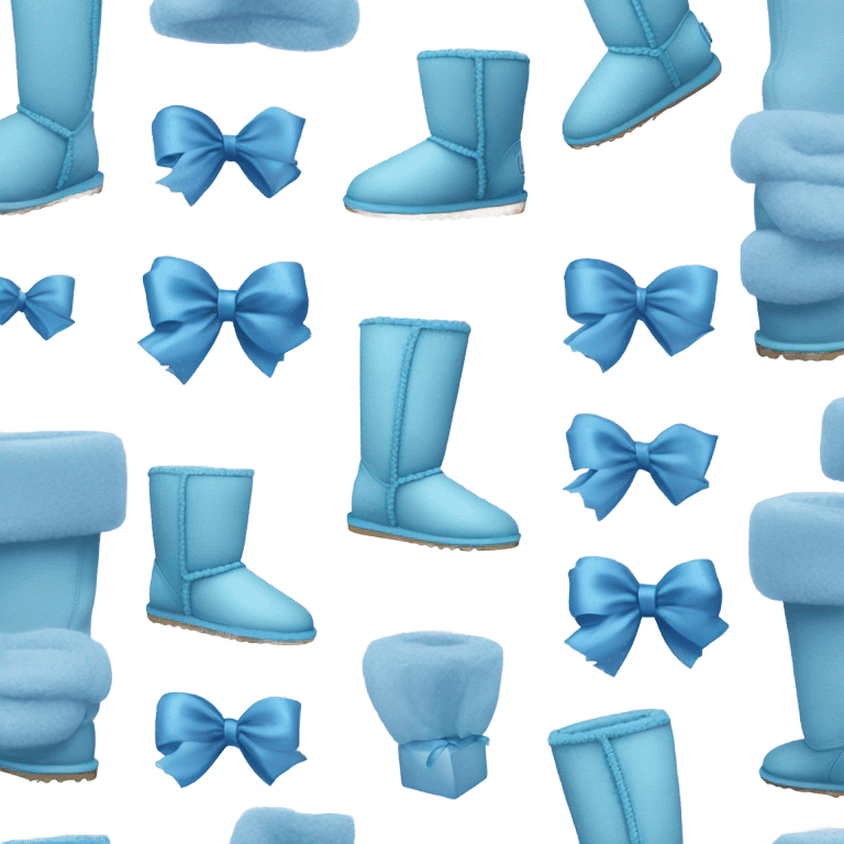 Light blue ugg boots with blue silk ribbon bow  emoji