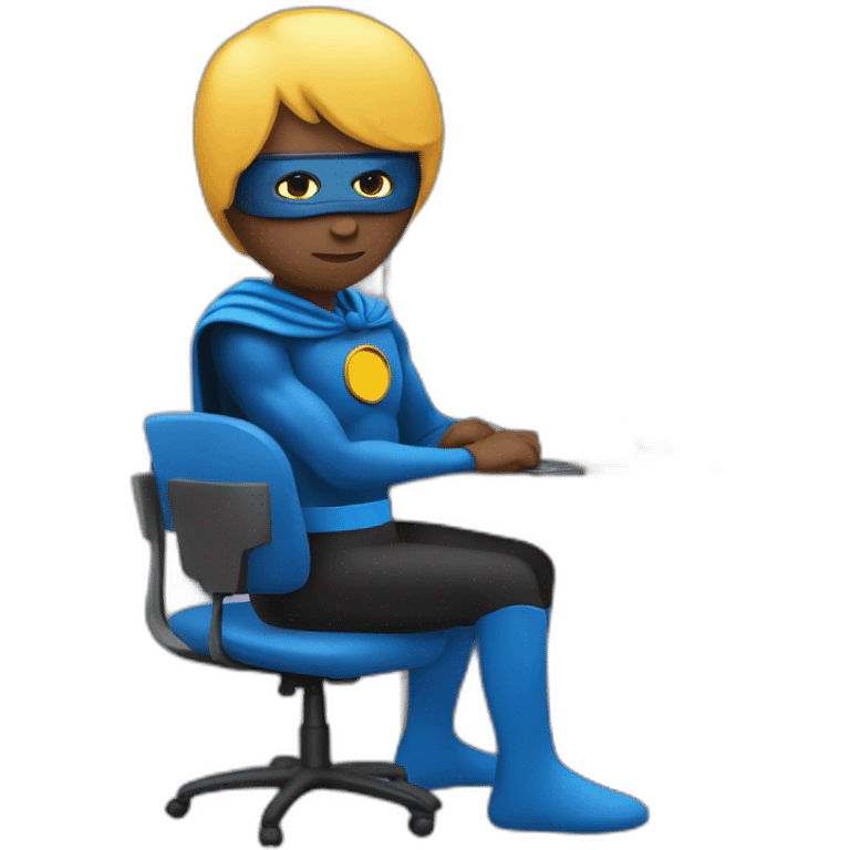 person at computer dressed as superhero emoji