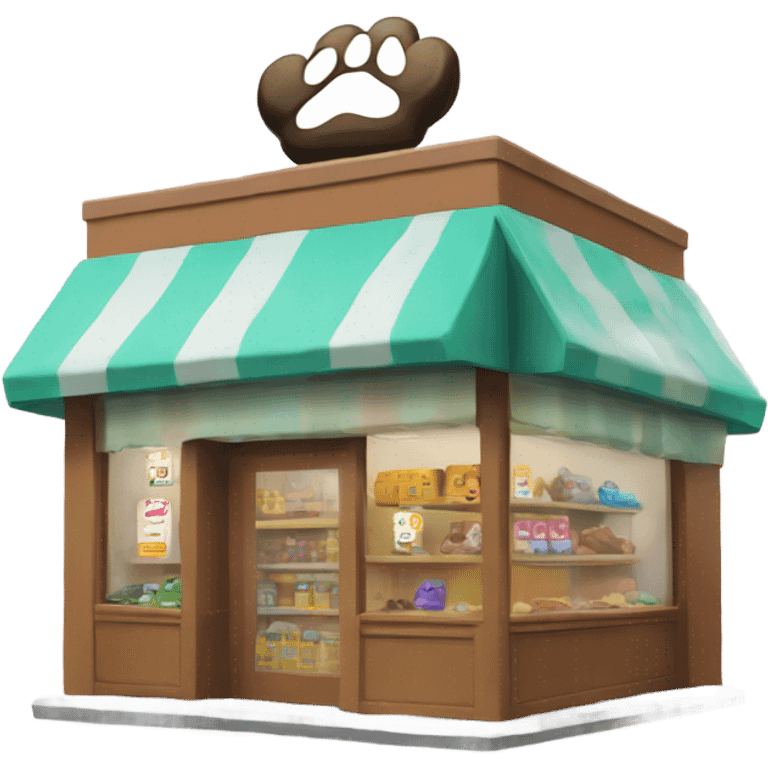 a paw store with a paw sign on top from half side view  emoji