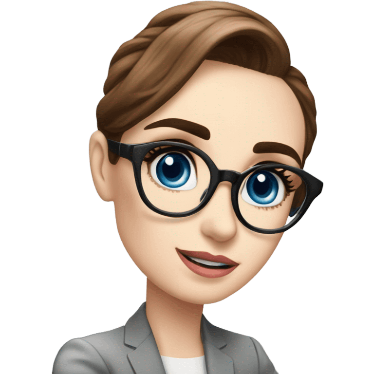 Lily collins blue eyes wearing glasses in a business meeting  emoji