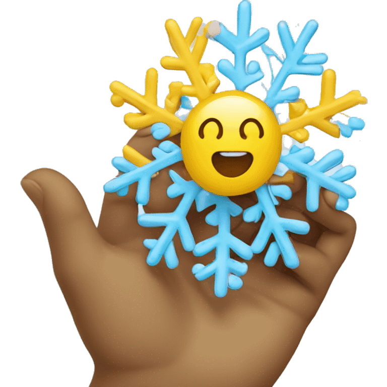 Yellow google emoji holding a snowflake emoji