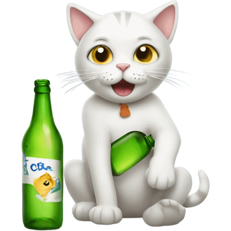 Cat drunk with bottle  emoji