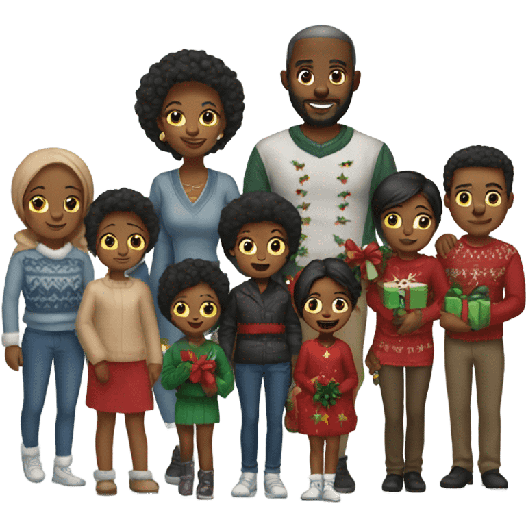 Black Christmas family emoji