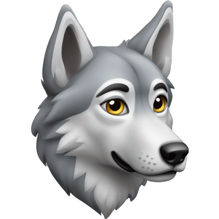 loup gris clin d'oeil emoji