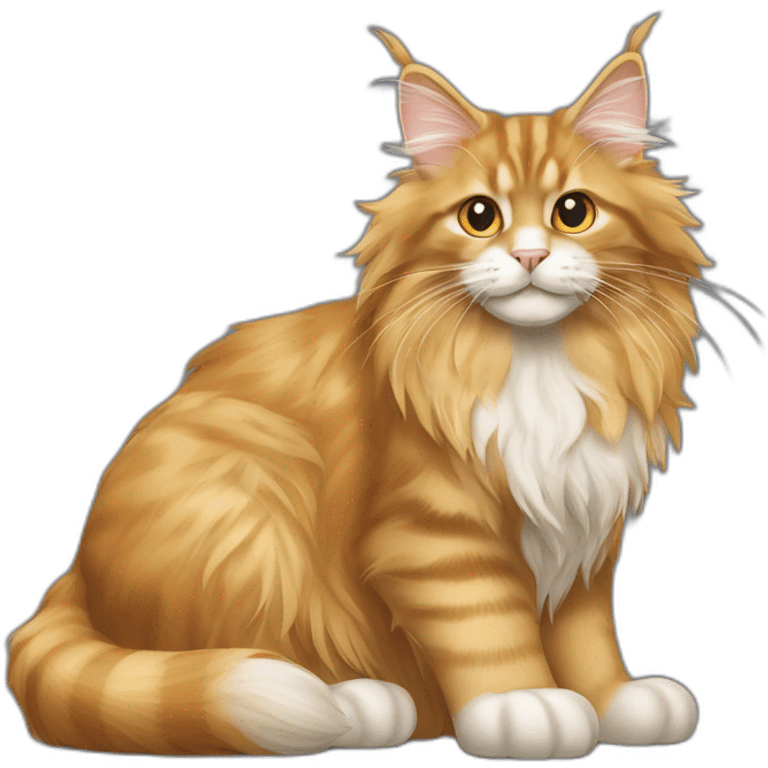 golden maine coon cat with golden nose and white front paws emoji