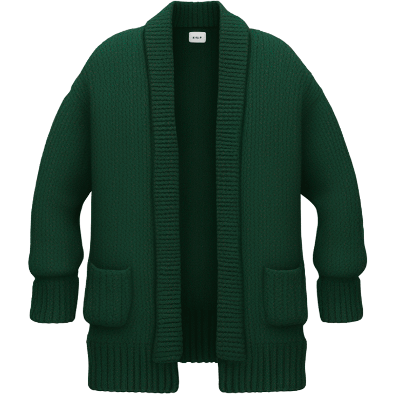 Dark green oversize wool open cardigan, isolated emoji