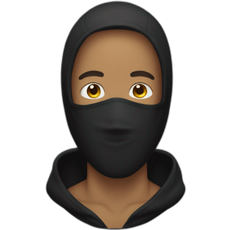 man in black hoodie with covered face emoji