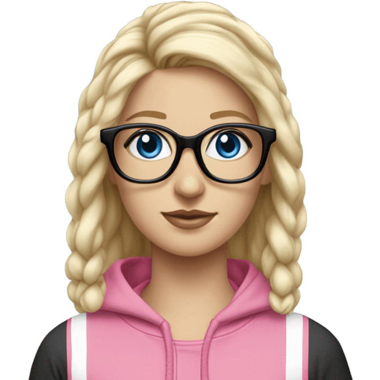 Beautiful-fair-haired-white-girl-pink-oversize-tracksuit-black-glasses-blue-eyes emoji