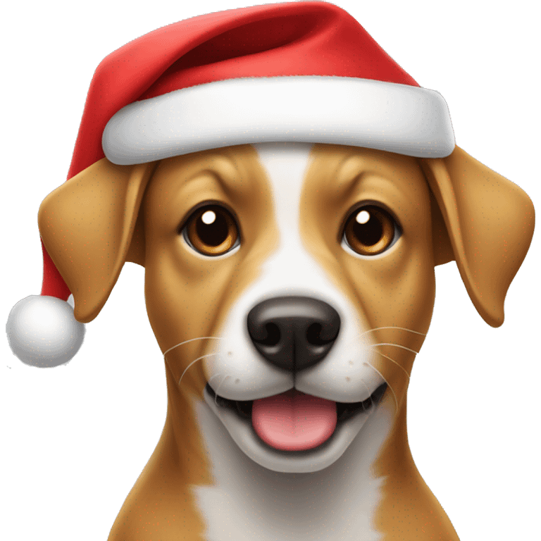 Dog wearing Santa hat emoji