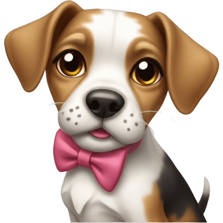 coquette dog wearing bow emoji