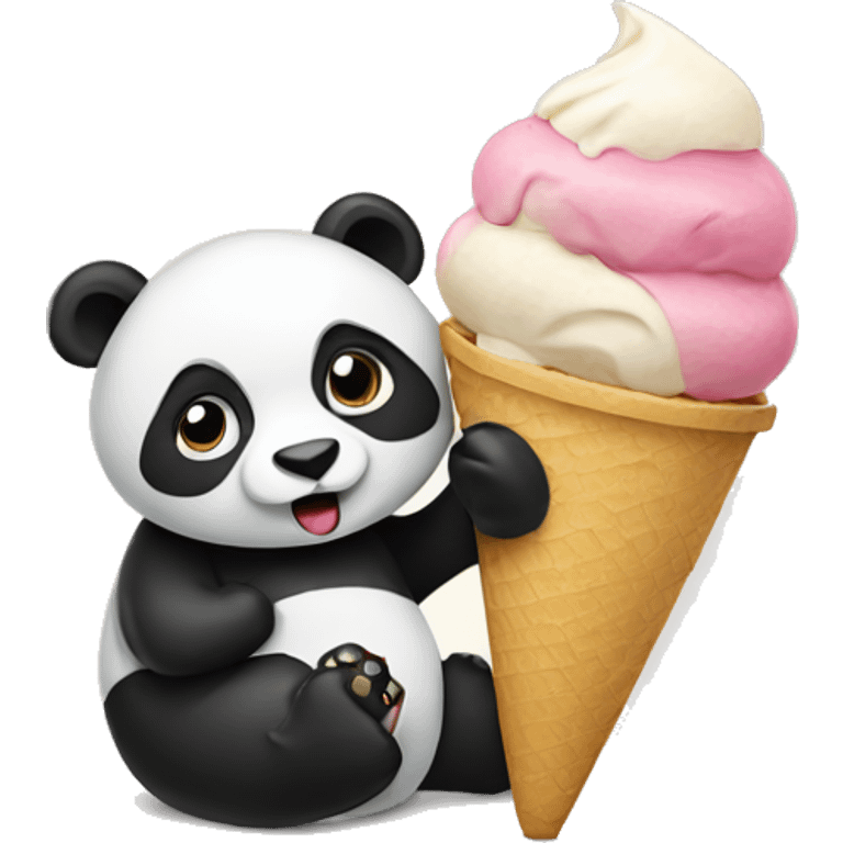 Panda eating ice cream emoji