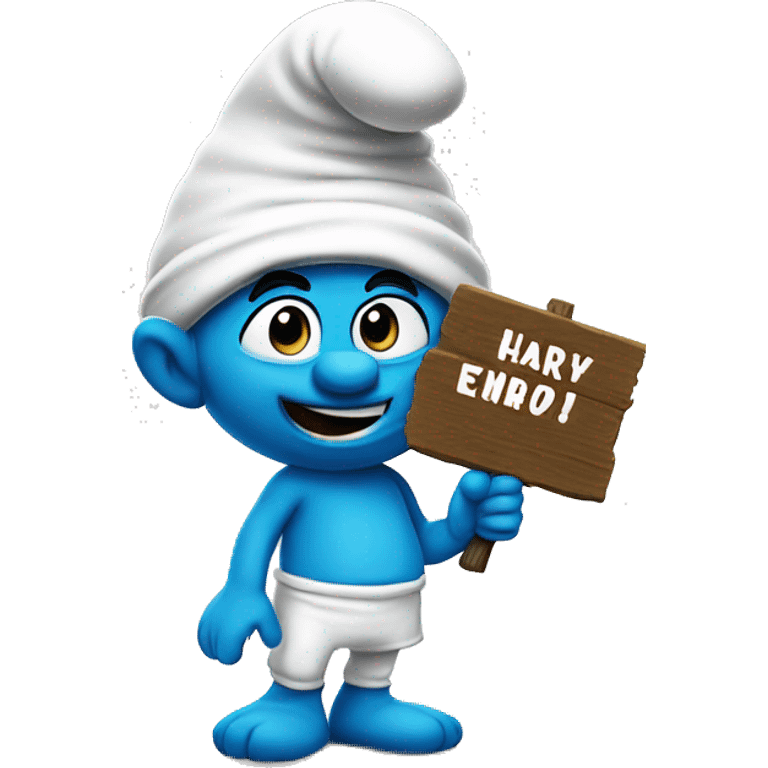 smurf with sign that says hairy emoji