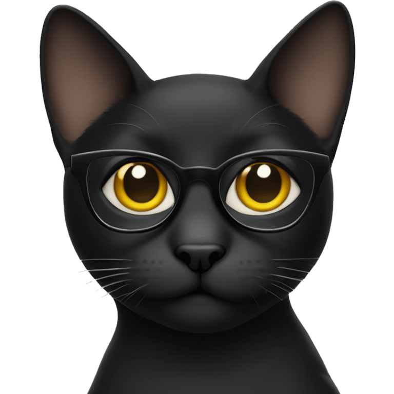 Black cat with glasses emoji