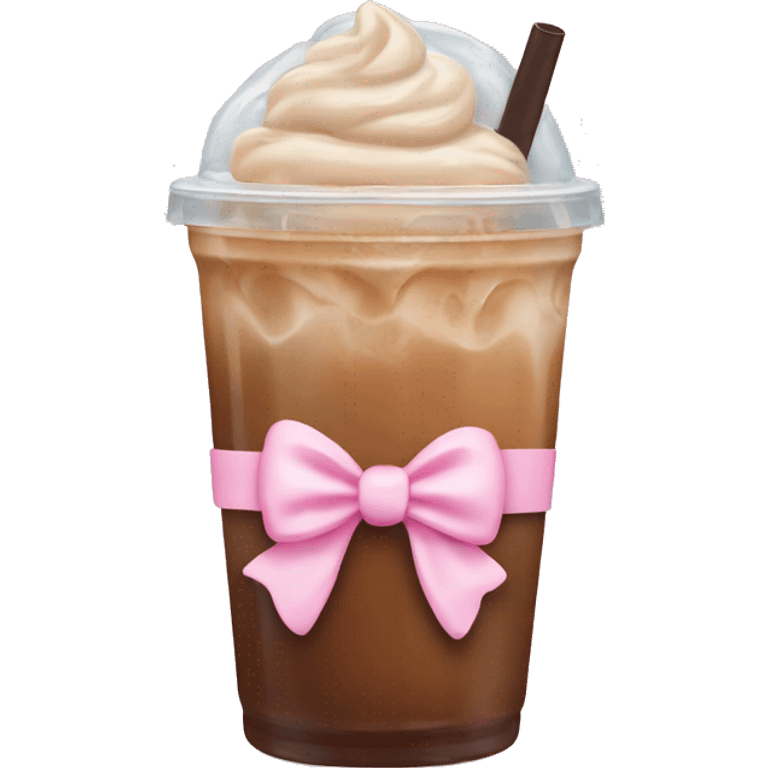 iced coffee with baby pink bow emoji